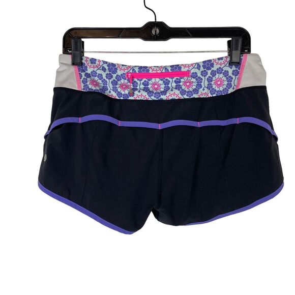 Lululemon Run Speed Short Size 6 Black Power Purple Athletic Workout - Picture 1 of 6